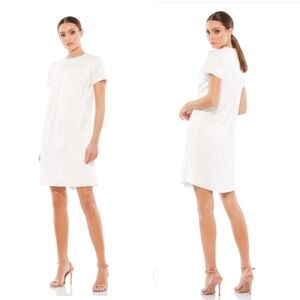 Mac Duggal RHINESTONE EMBELLISHED NECKLINE SHIFT DRESS